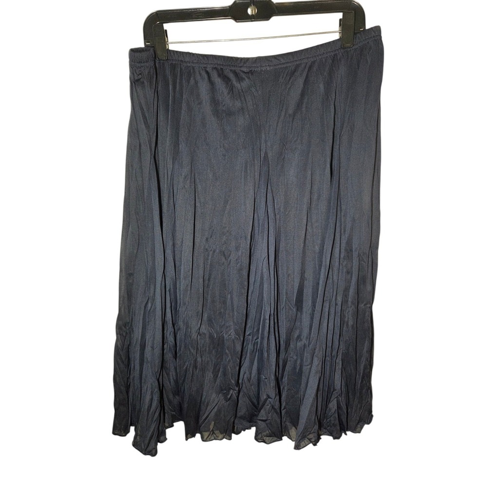 CJ Banks Navy Blue Crinkle Chiffon Midi Skirt Dark Academia Whimsigoth 0X - Picture 3 of 5